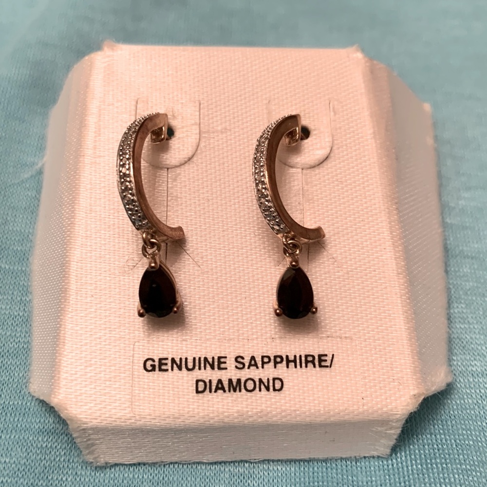 Slightly used genuine sapphire & gold tone earrings
